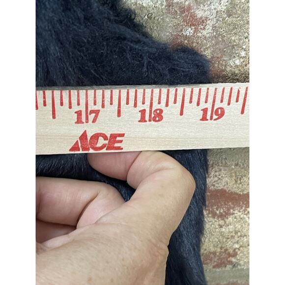 J Crew Faux Fur Vest Womens M Full Zip Navy Blue Pockets Satin Lining Mob Wife - Picture 3 of 10